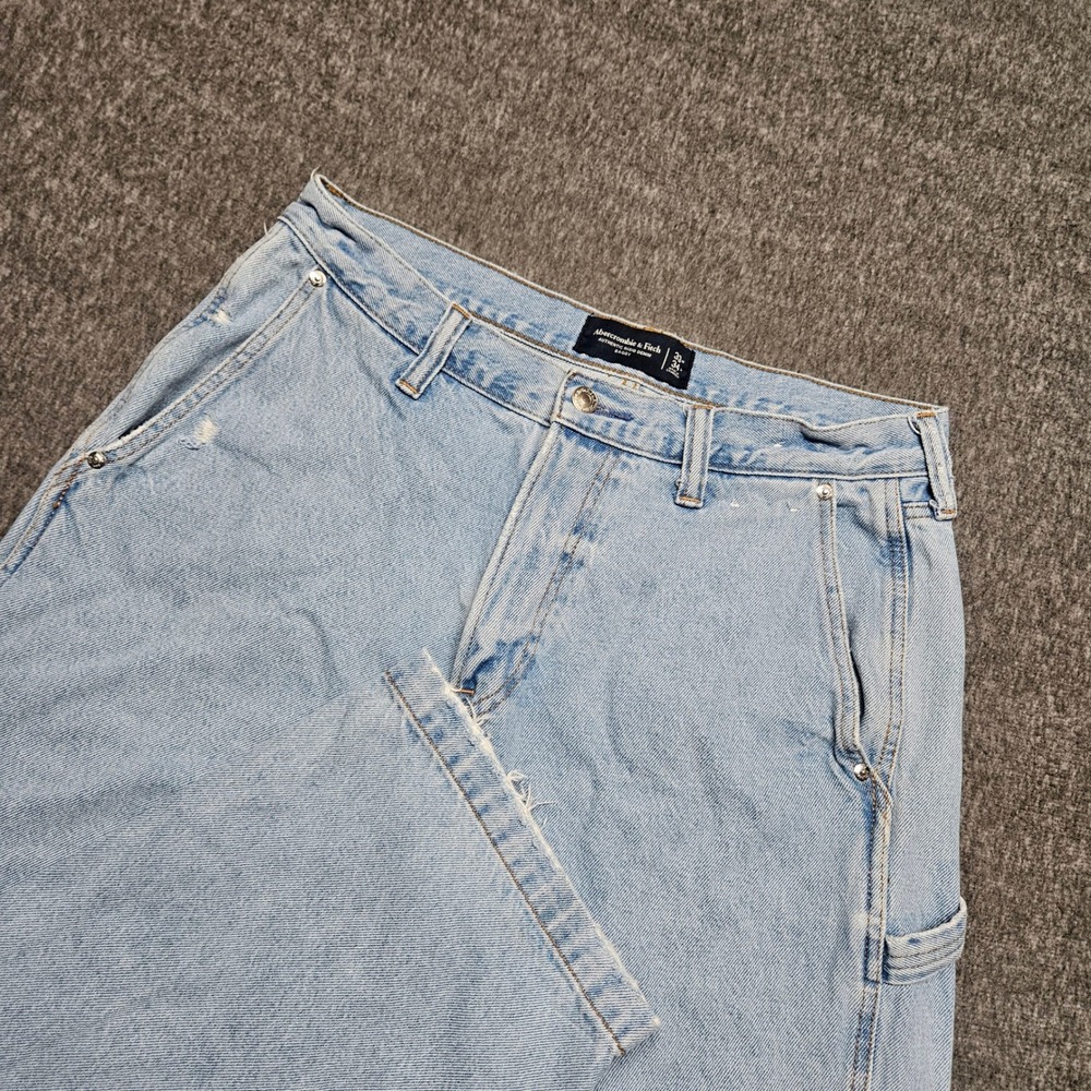 Abercrombie & Fitch Baggy Carpenter Jeans Mens 33x31 Light Wash Rigid Denim